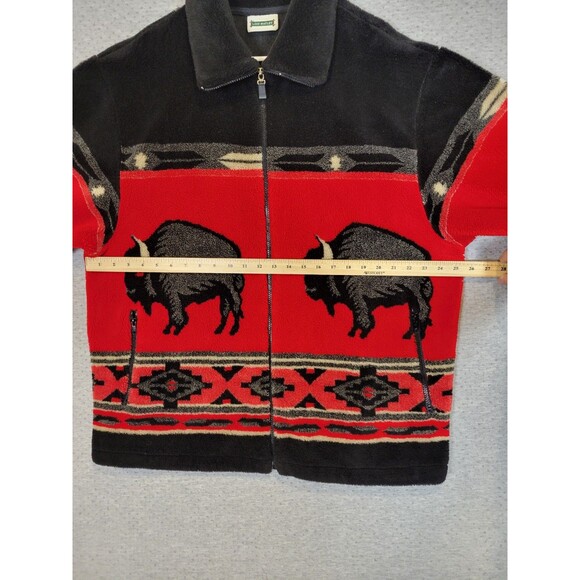Vintage 90s Fleece Jacket Womens 2XL Native Southwestern Buffalo - Picture 6 of 12